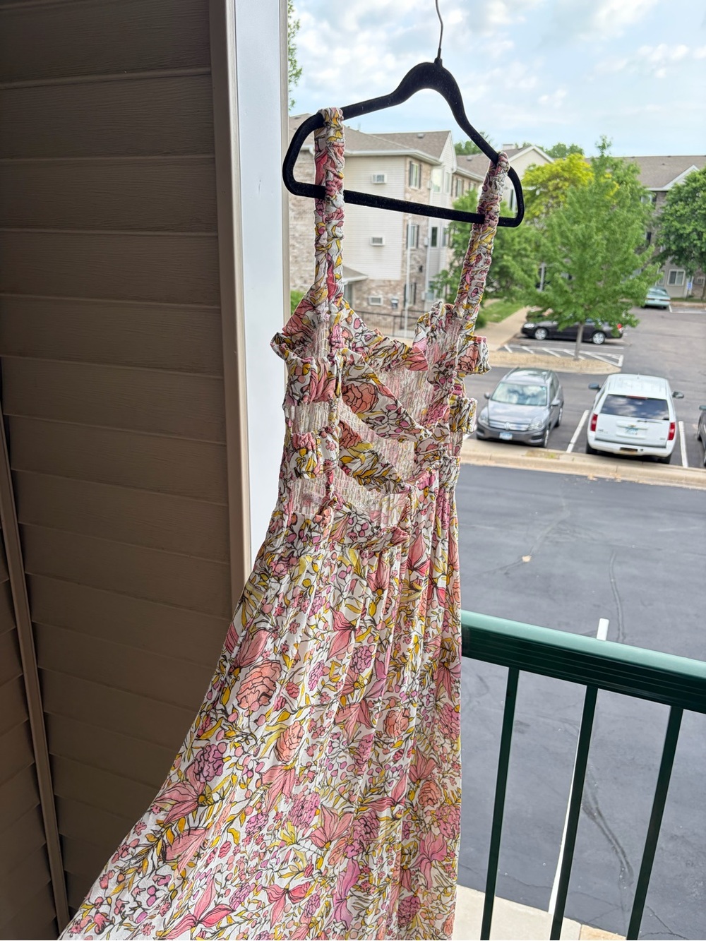 🆕💖 Abbey Glass XL Floral Linen Blend Smocked Maxi Dress Cottagecore Sundress - Picture 6 of 17